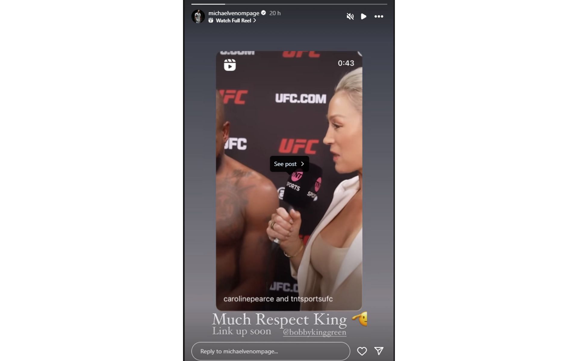 Michael &#039;Venom&#039; Page responds to Bobby Green on Instagram