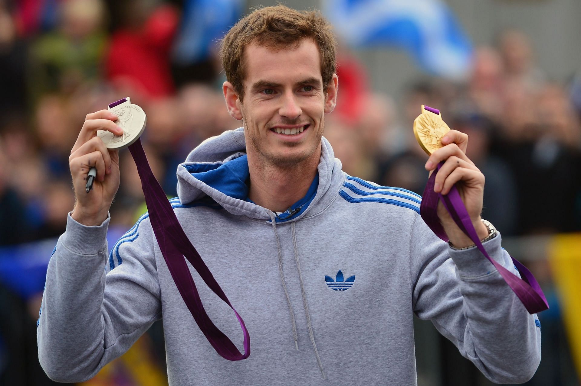 Andy Murray with his Olympics medals.