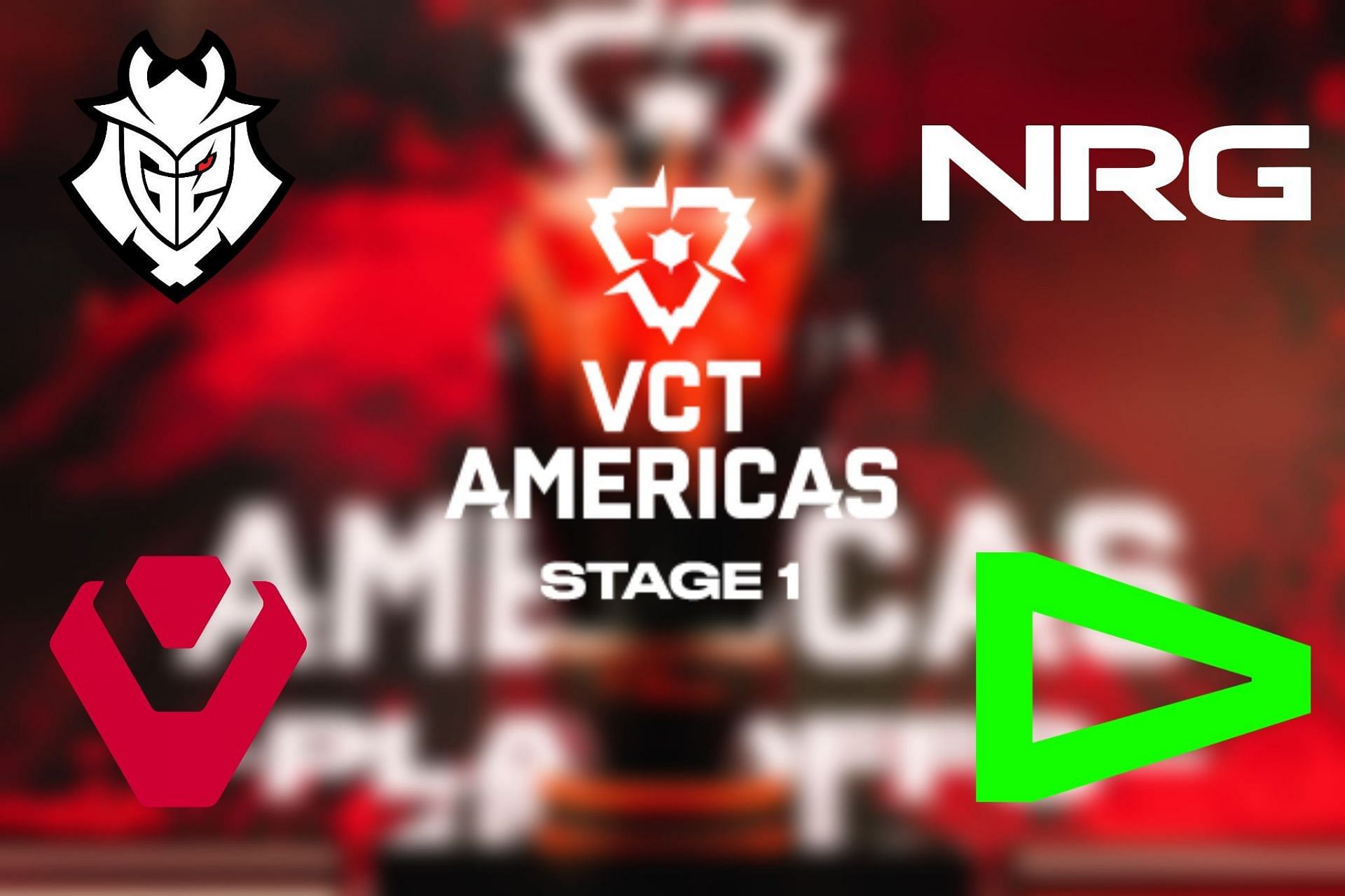 VCT Americas 2024 Stage 1 (Image via Sportskeeda || Assets via Riot Games, G2 Esports, NRG, Sentinels and LOUD)