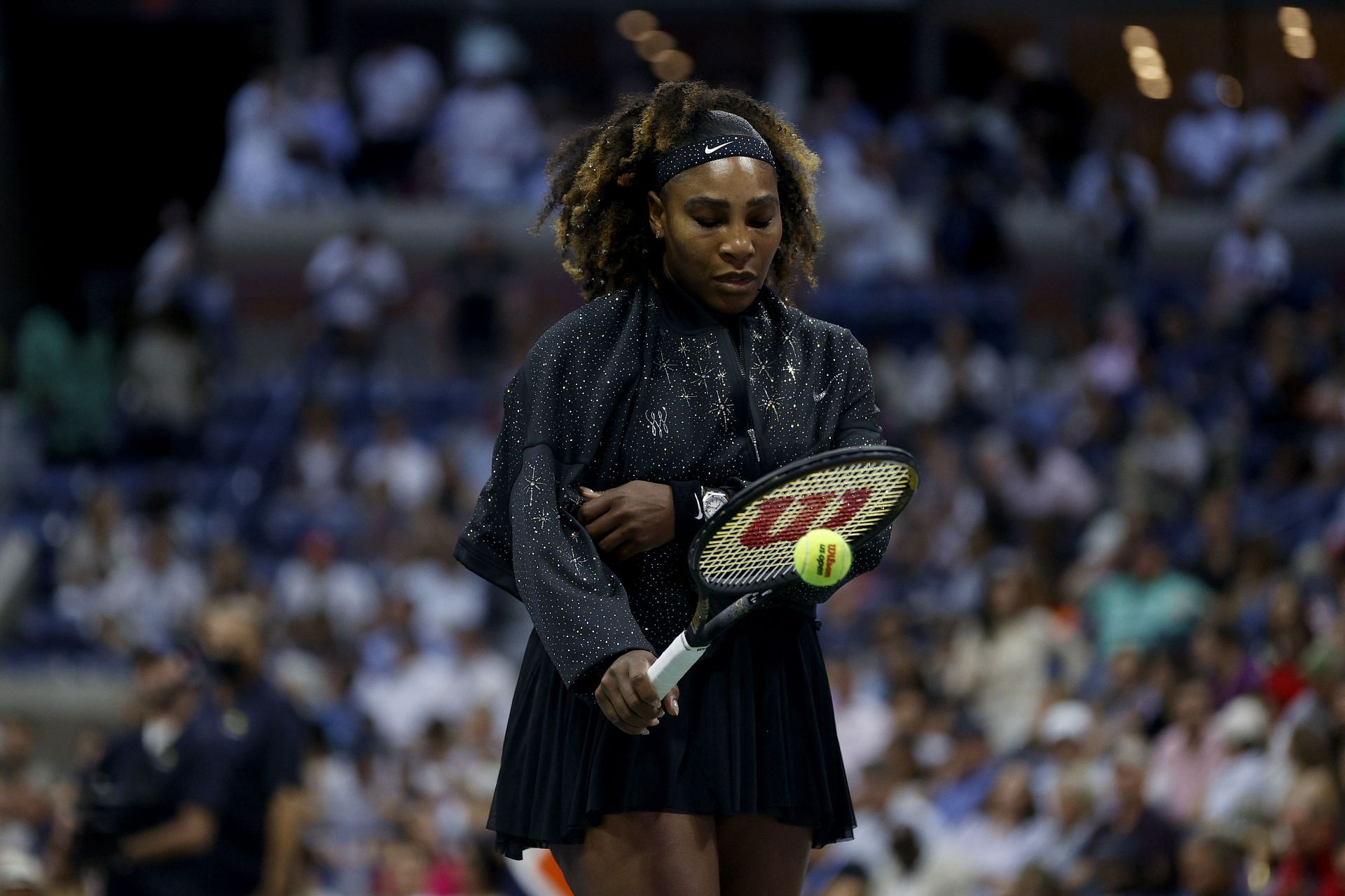 Serena Williams looks on during her third-round match at the US Open 2022