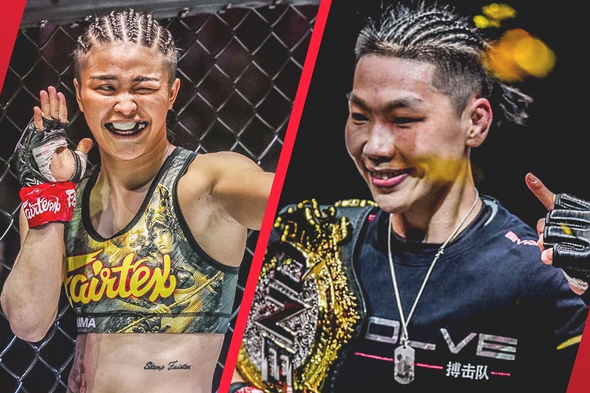 Stamp (L) expects tough challenge against Xiong Jing Nan (R) in grappling exchanges. -- Photo by ONE Championship
