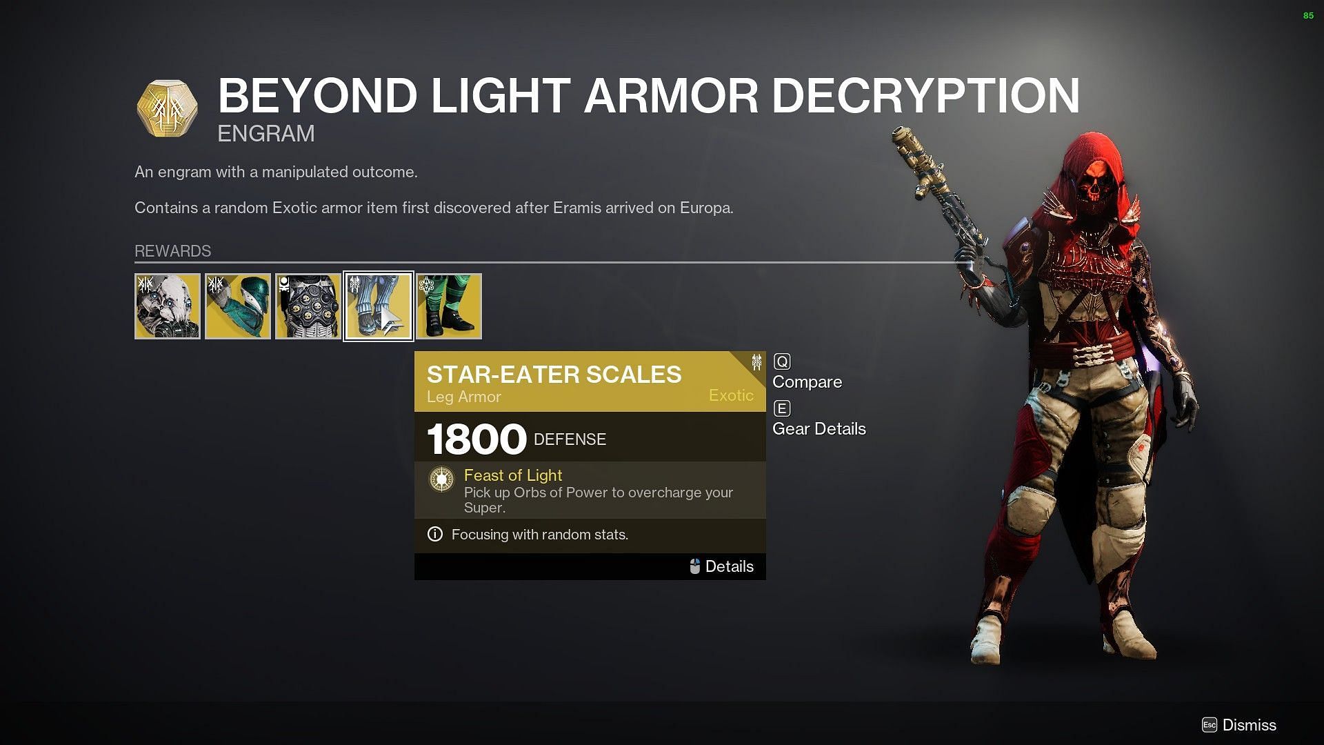 Star Eater Scales in Rahool&#039;s inventory (Image via Bungie)
