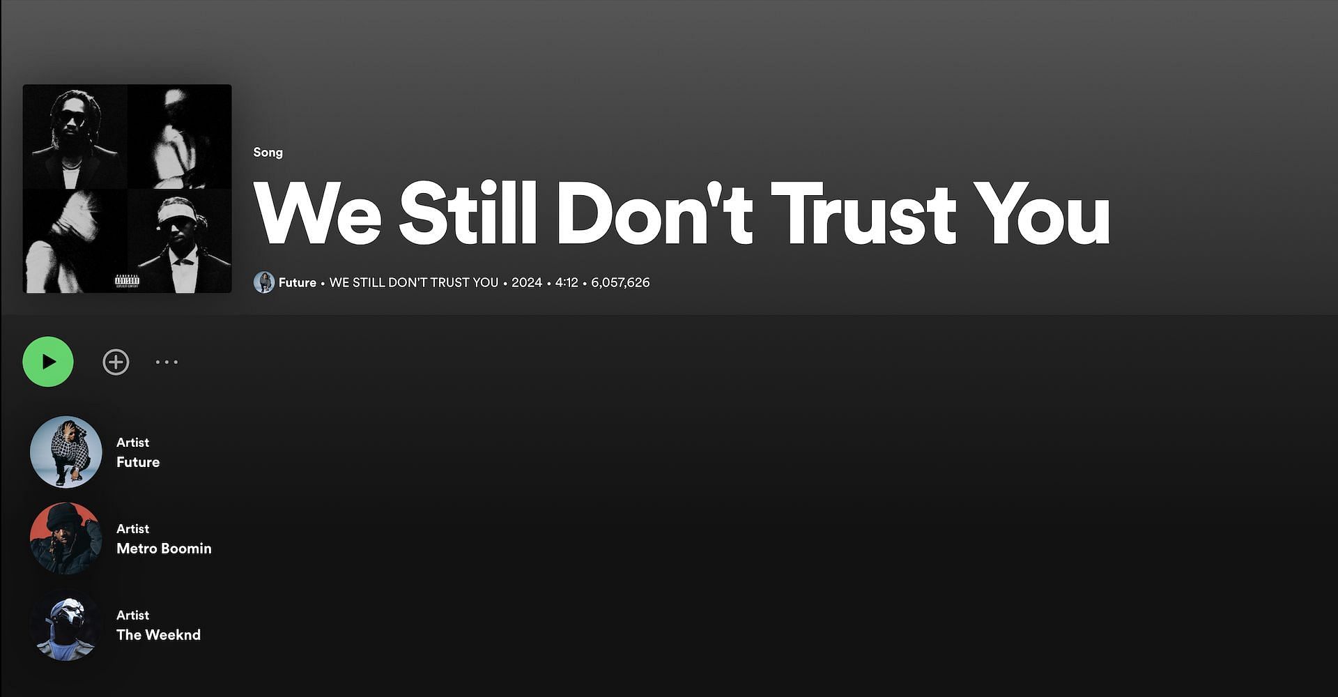 Track 1 on &#039;We Still Don&#039;t Trust You&#039; (Image via Spotify)