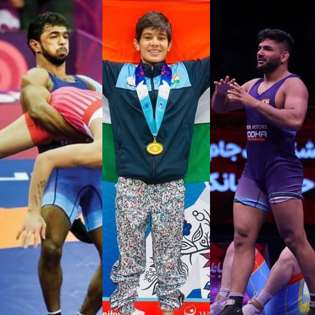 Complete list of Indian wrestlers competing at the Asian Wrestling Championships 2024 (Image Credits: Arjun Halakurki, Shivani Pawar, Sandeep Mann/ Instagram)