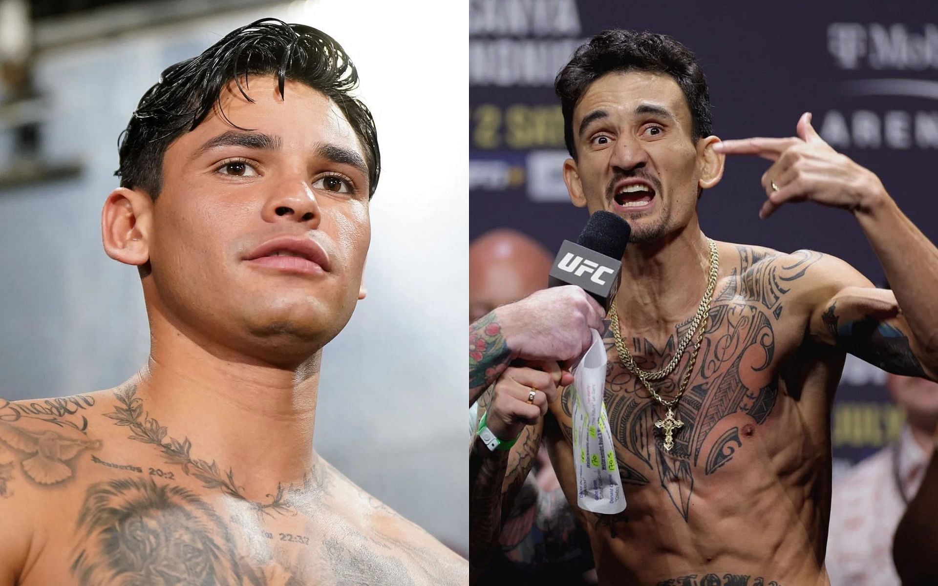 Max Holloway (right) explains why Ryan Garcia (left) paid over $2 million for his weight miss versus Devin Haney [Images Courtesy: @GettyImages]