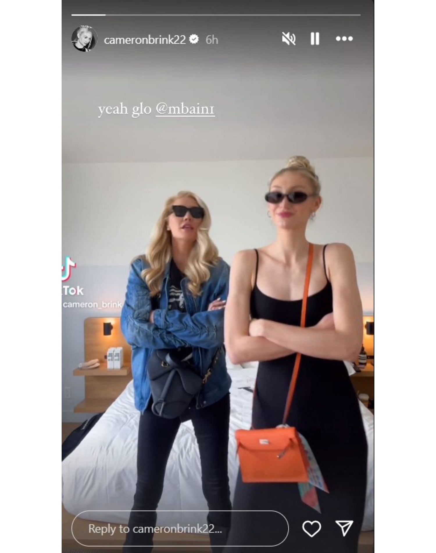 Cameron Brink having fun with her mom Michelle on TikTok while she rocks an $8,600 Hermes bag.