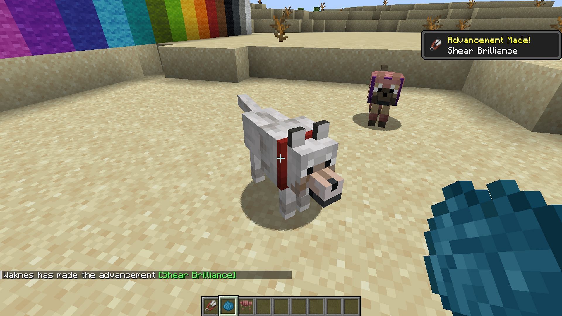 Dyeing the collar is by far the easiest part of the process (Image via Mojang Studios)