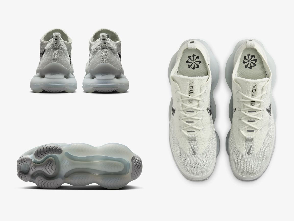 Air Max Scorpion Flyknit SE &quot;Light Silver/Smoke Grey/Sea Glass/Black&quot; sneakers (Image via Nike)