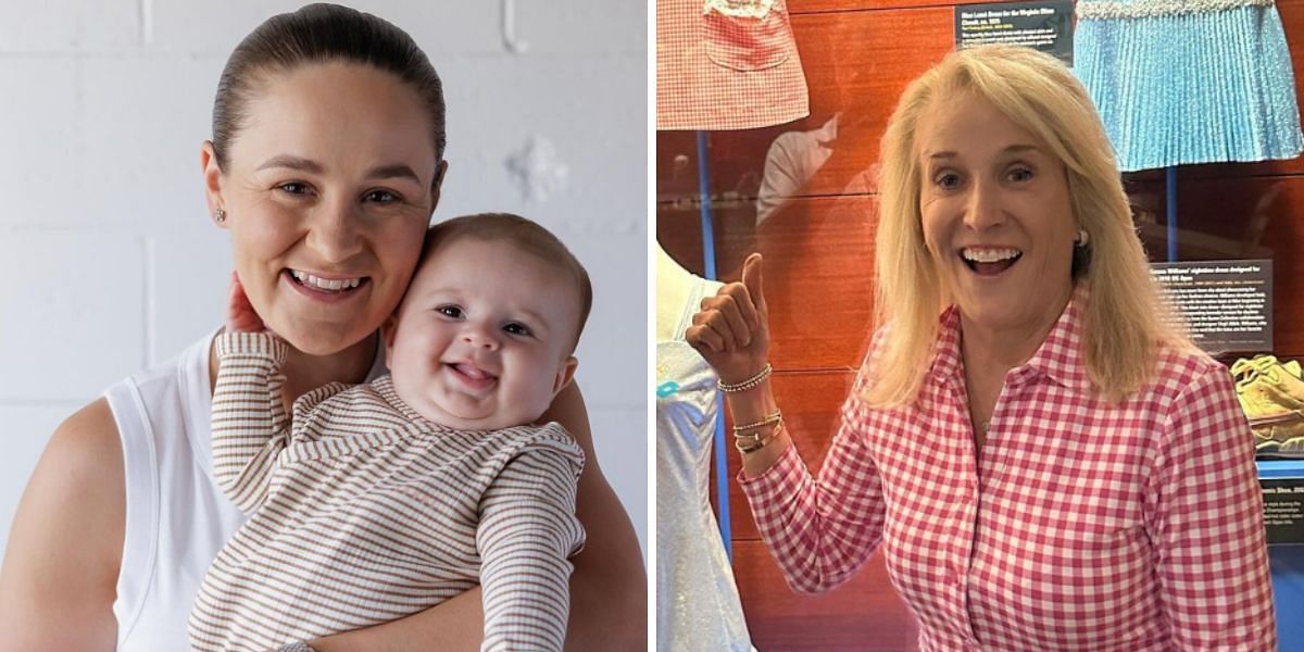 Ashleigh barty with her son Hayden(L), and Tracy Austin(R)