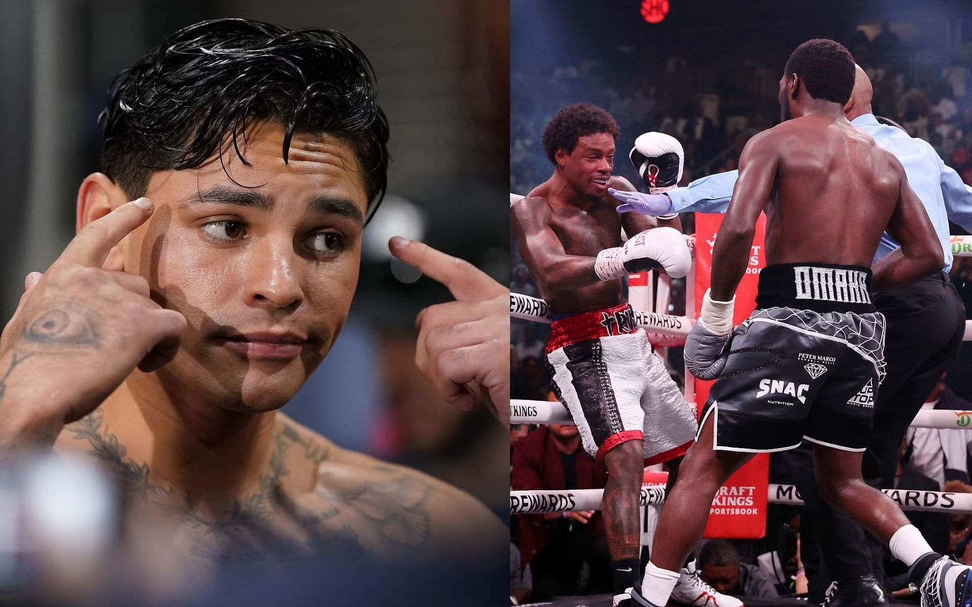 Ryan Garcia (left) accuses Errol Spence Jr. of being high when he fought Terence Crawford (right) [Images Courtesy: @GettyImages]