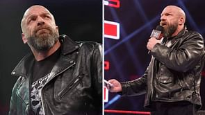 Triple H poses with "champion" backstage on WWE RAW