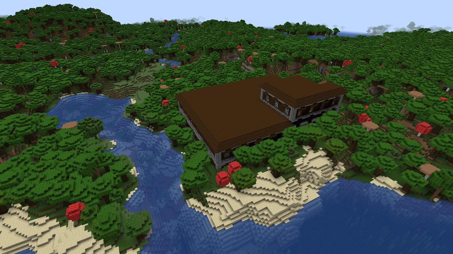 This woodland mansion would make for a great coastal starter base (Image via Mojang)