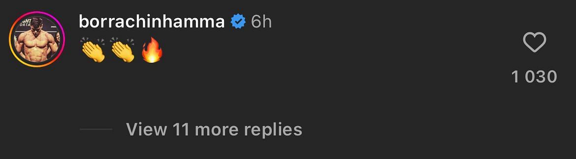 A screenshot of Paulo Costa&#039;s comment