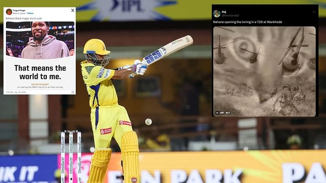 "Last year was a Fluke season for him" - Fans troll Ajinkya Rahane as his promotion to opener fails in MI vs CSK IPL 2024 clash