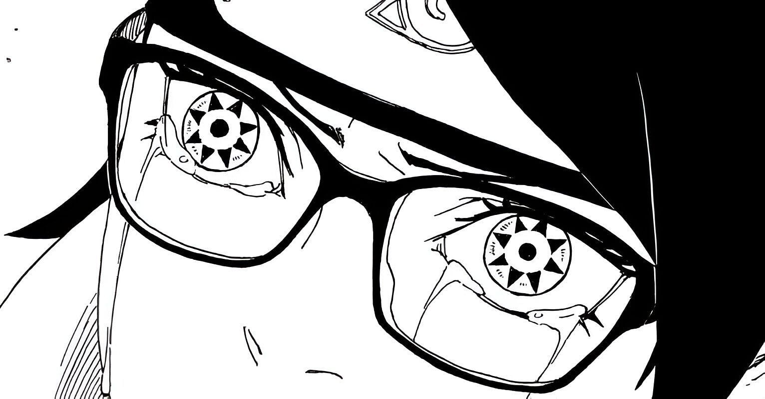 Sarada awakening her Mangekyou Sharingan (Image via Shueisha)