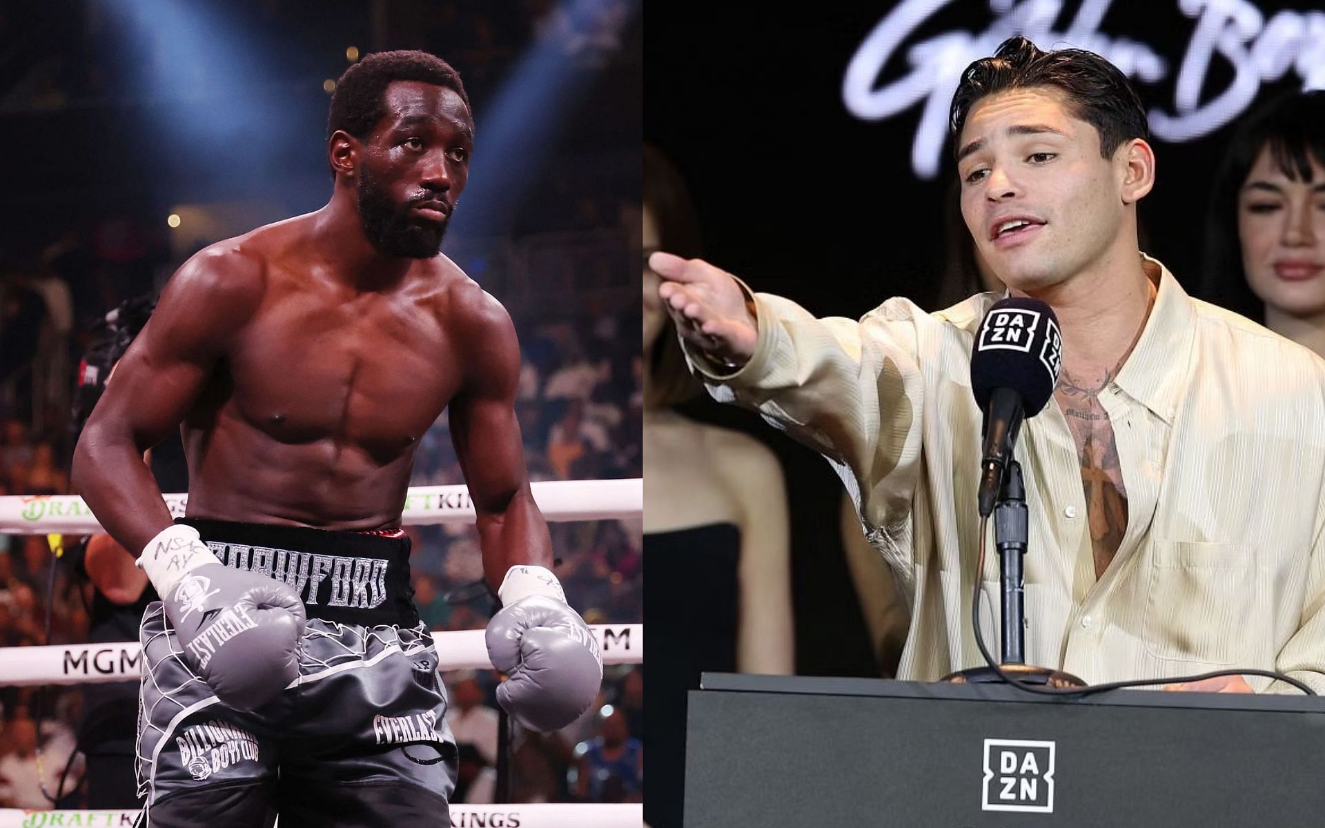 Ryan Garcia (right) calls out Terence Crawford (left) in unexpected fashion [Images Courtesy: @GettyImages]