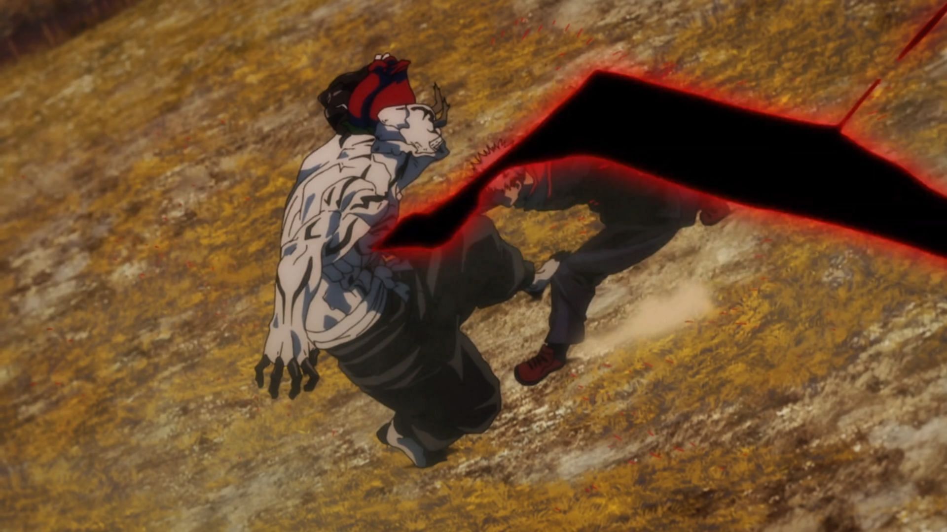 Yuji uses Black Flash on Hanami (Image via MAPPA)