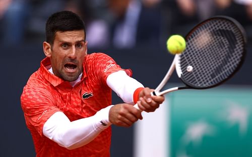 Novak Djokovic in action at the Italian Open