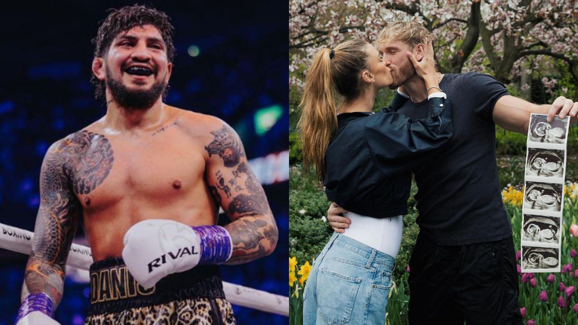 Dillon Danis (left) trolls Logan Paul and Nina Agdal (right) once again [Images courtesy of @dillondanis &amp; @loganpaul on Instagram]