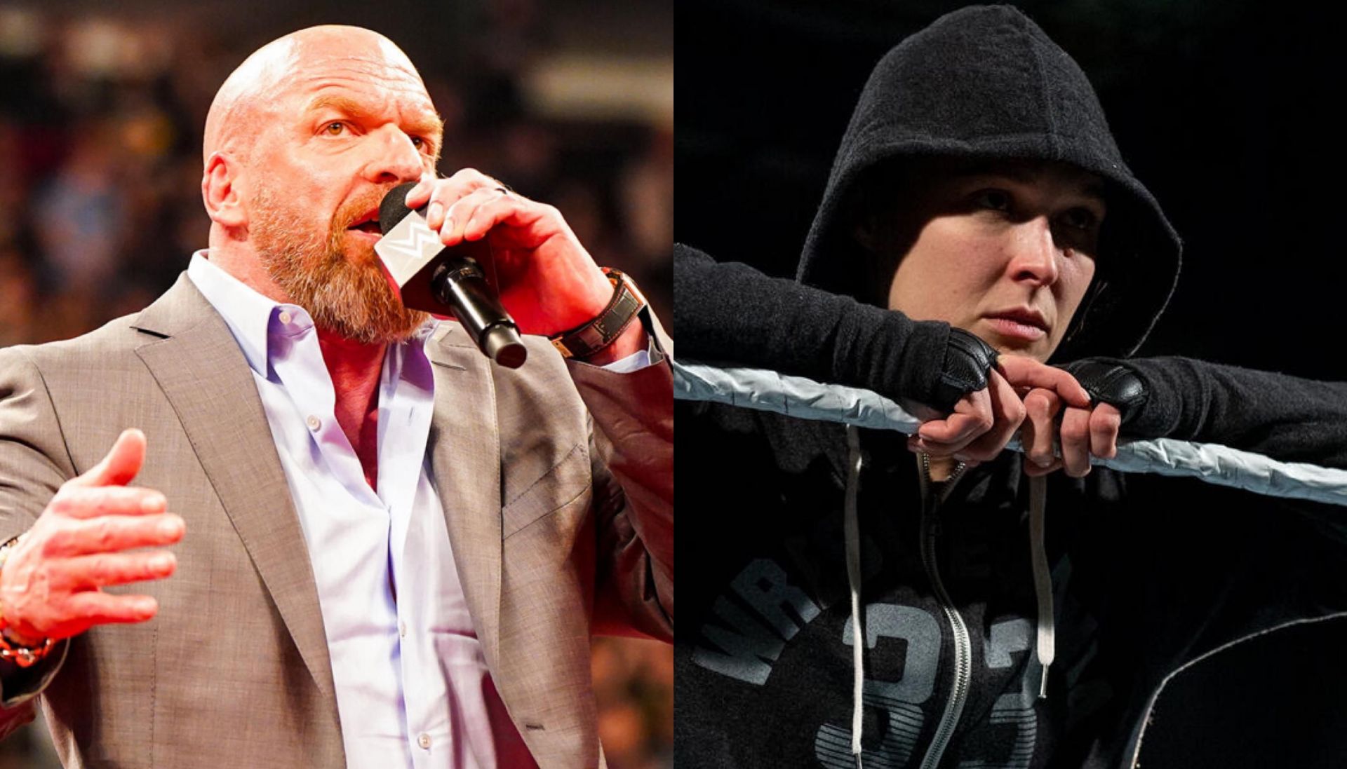 Triple H (left), Ronda Rousey (right) 