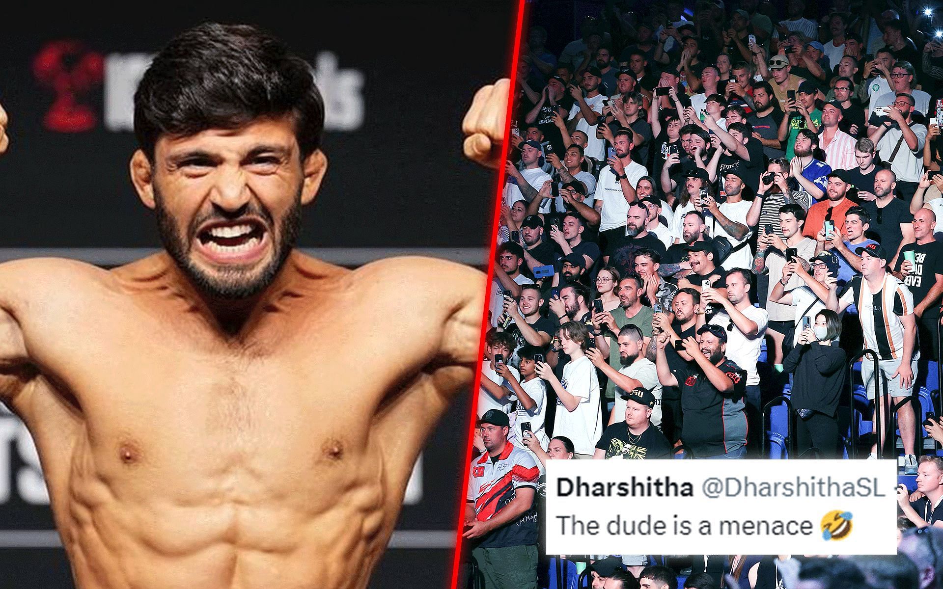 Fans react to Arman Tsarukyan attacking a fan during UFC 300 walkout [Images courtesy of @arm_011 &amp; Getty Images]