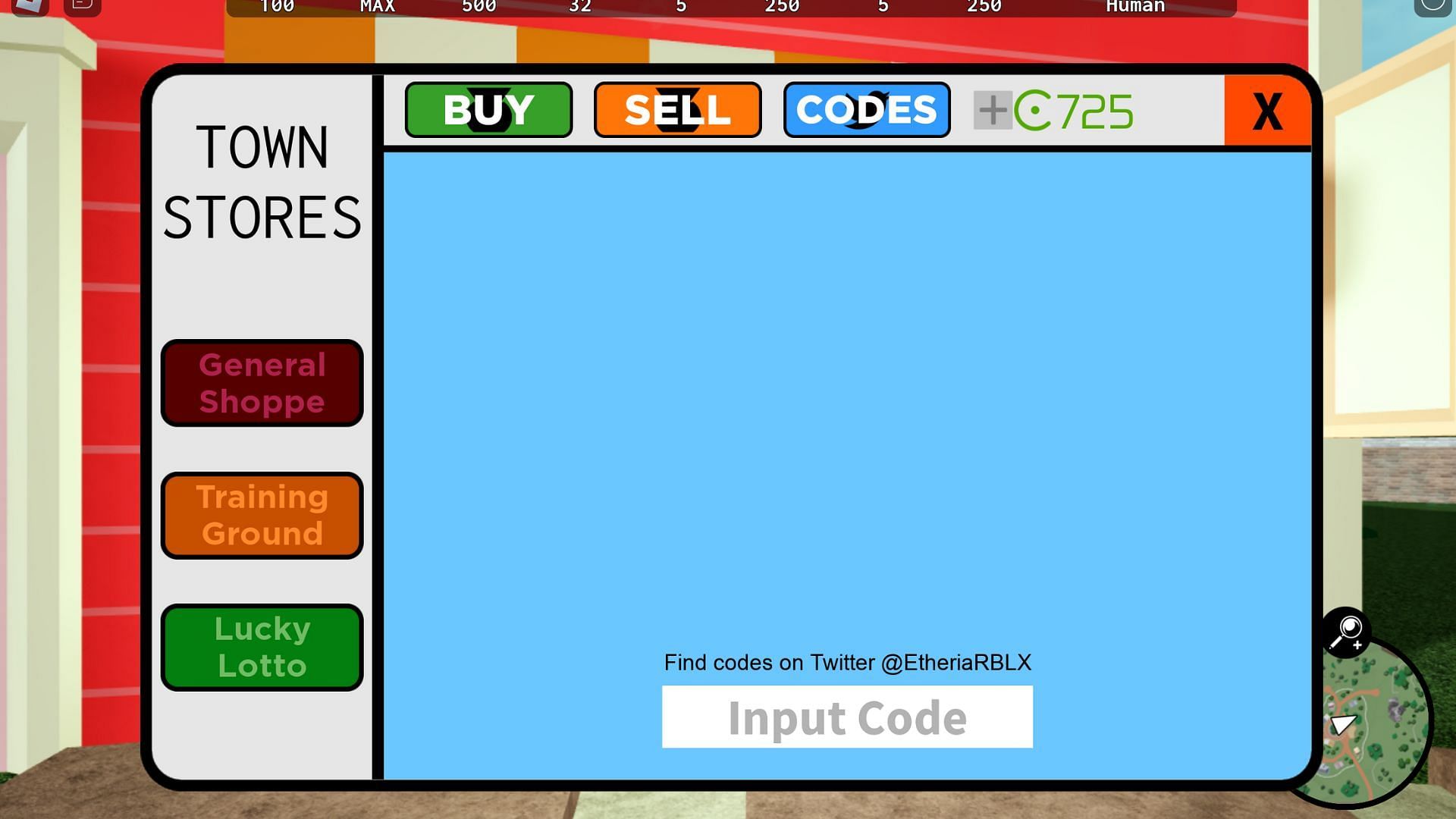 The place to redeem codes (Image via Roblox)