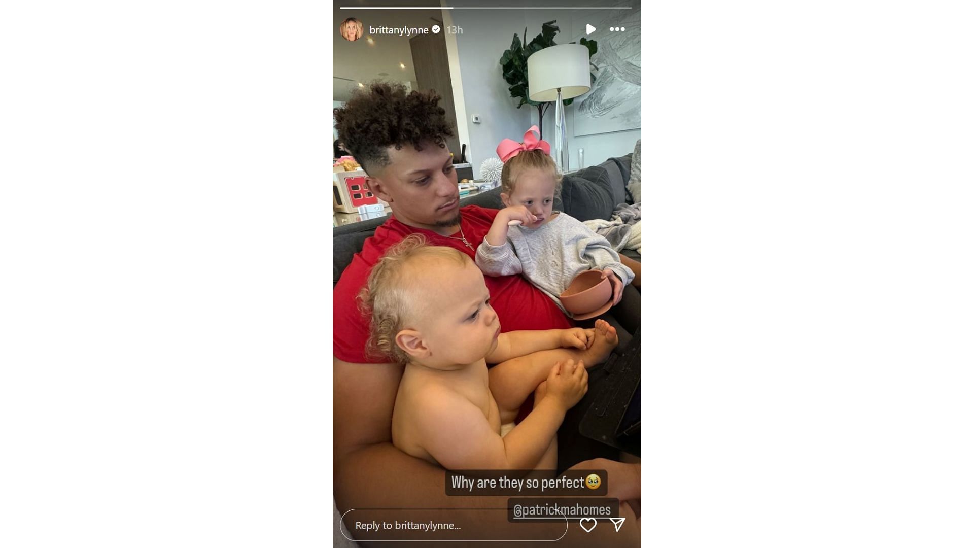 Brittany Mahomes shares Patrick Mahomes&#039; image with kids Sterling and Bronze (Image credit: @brittanylynne IG)