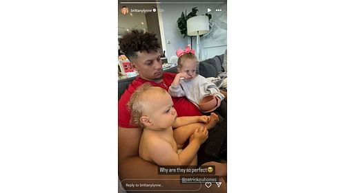 Brittany Mahomes shares Patrick Mahomes' image with kids Sterling and Bronze (Image credit: @brittanylynne IG)