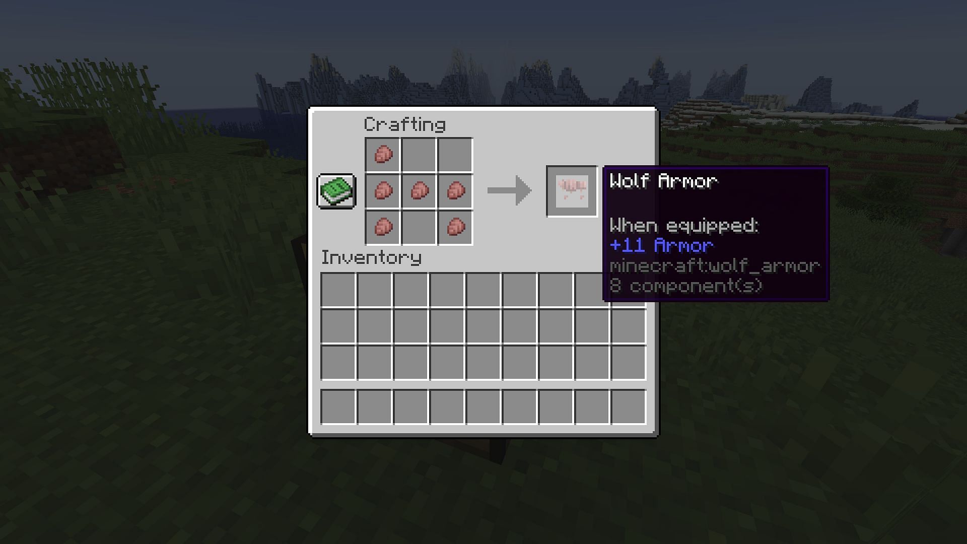 Wolf armor crafting recipe (Image via Mojang Studios)