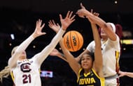 Cardoso limited Iowa's Hannah Stuelke to 11 points, a game after scoring 23 against UConn in the Final Four.