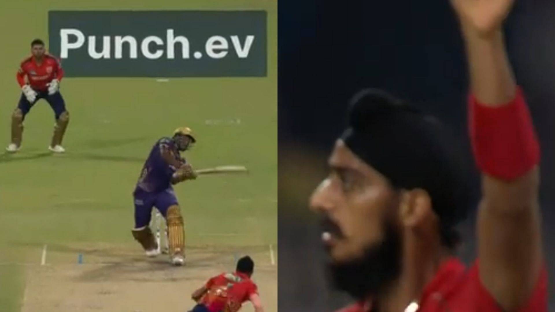 Snippets from Arshdeep Singh dismissing Andre Russell