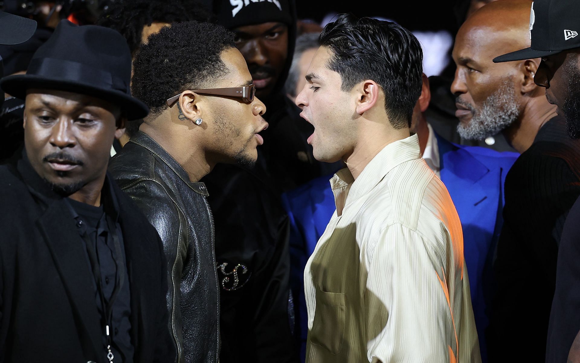 Devin Haney and Ryan Garcia at a face-off. [via Getty Images]