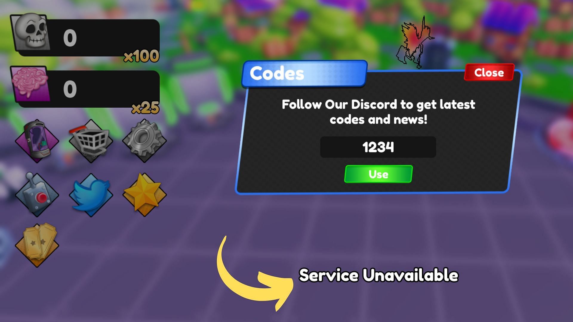 Zombie Army Simulator invalid code issue (Image via Roblox)