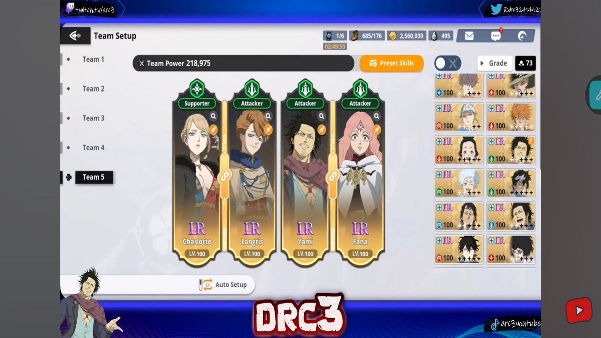 Best Mono Green Team for the best Black Clover M Ceremony Yami build (Image via YouTube/DRC3)