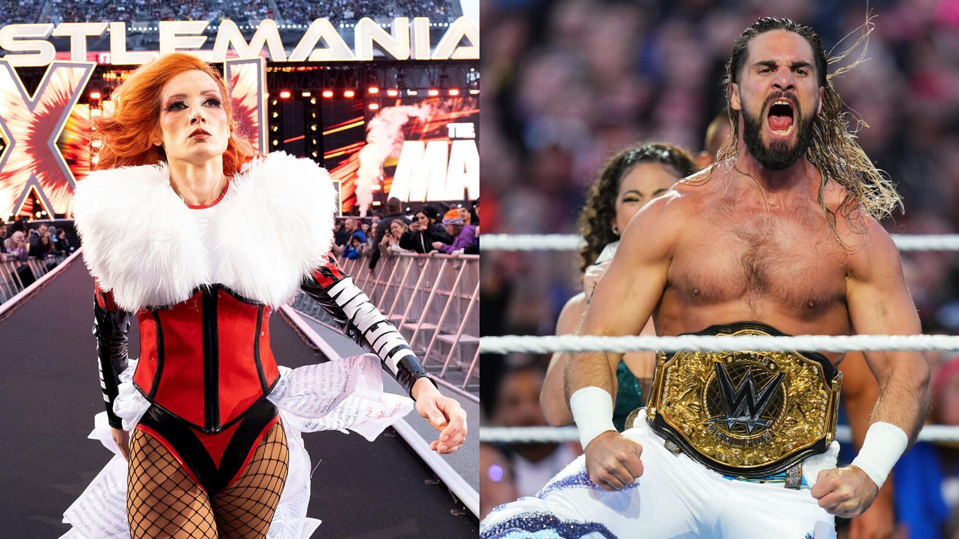 Becky Lynch and Seth Rollins at WrestleMania XL!