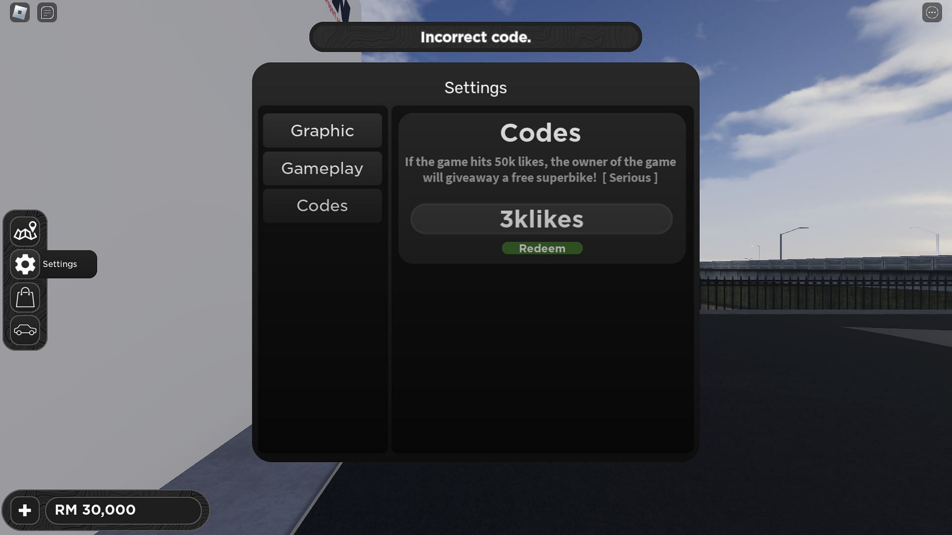 Troubleshooting codes for The Ride (Image via Roblox)