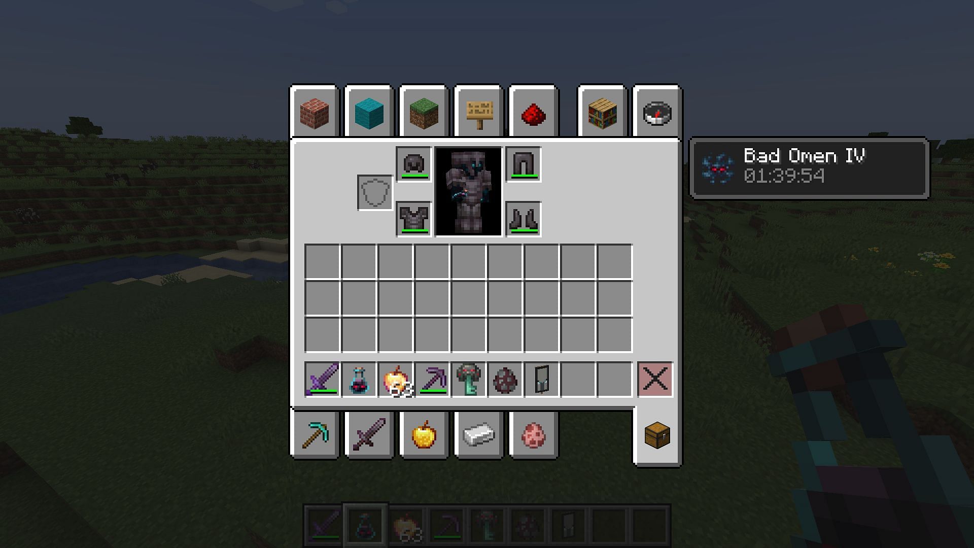 Bad omen effect after drinking an ominous bottle in Minecraft. (Image via Mojang Studios)