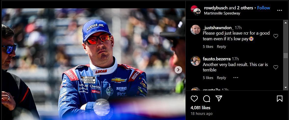 Comments on Kyle Busch&#039;s Instagram post
