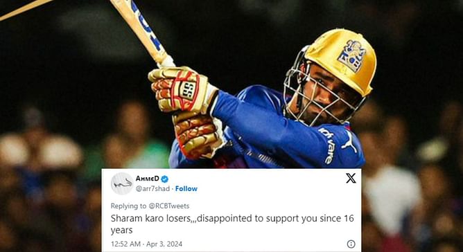 "Sharam karo losers" - Fans mercilessly troll RCB for posting 'Mahi maar raha hai' to Mahipal Lomror's cameo in RCB vs LSG IPL 2024 clash