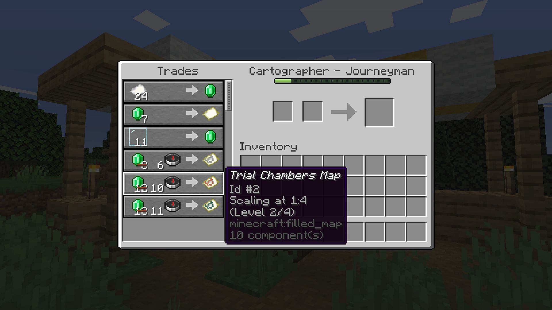 Trial chambers explorer map trade offered by cartographer (Image via Mojang)