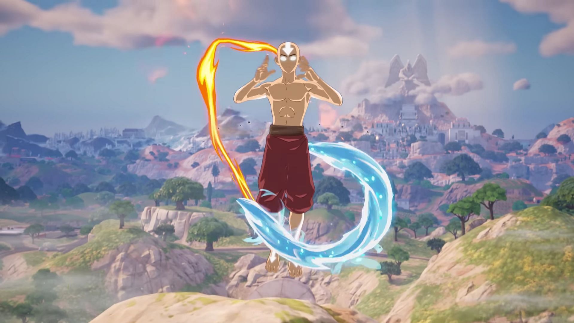 Aang using all the Elements. (Image via Fortnite/YouTube)