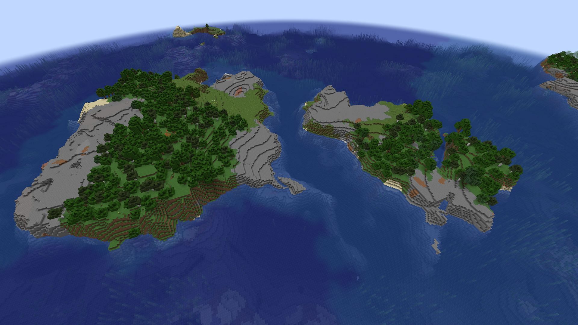 This seed has some amazing islands to build a communal base on (Image via Mojang)