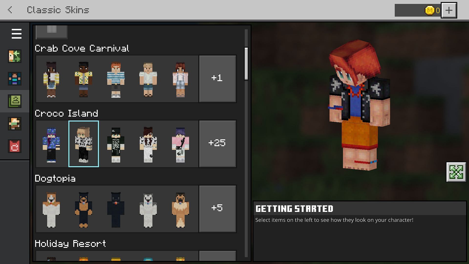 Classic Skin tab will showcase all cosmetics you own from the marketplace (Image via Mojang Studios)