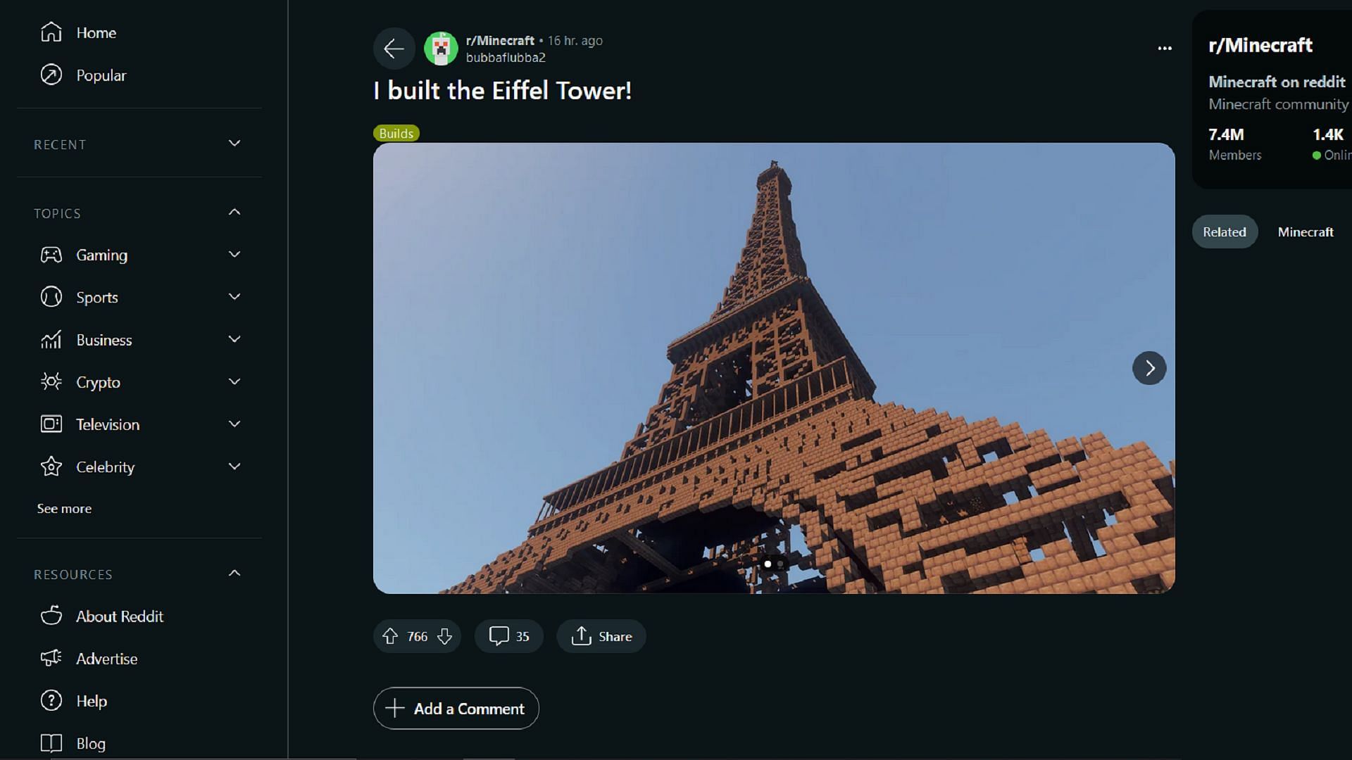 u/bubbaflubba2&#039;s Eiffel Tower made of mud bricks was well-received (Image via u/bubbaflubba2/Reddit)