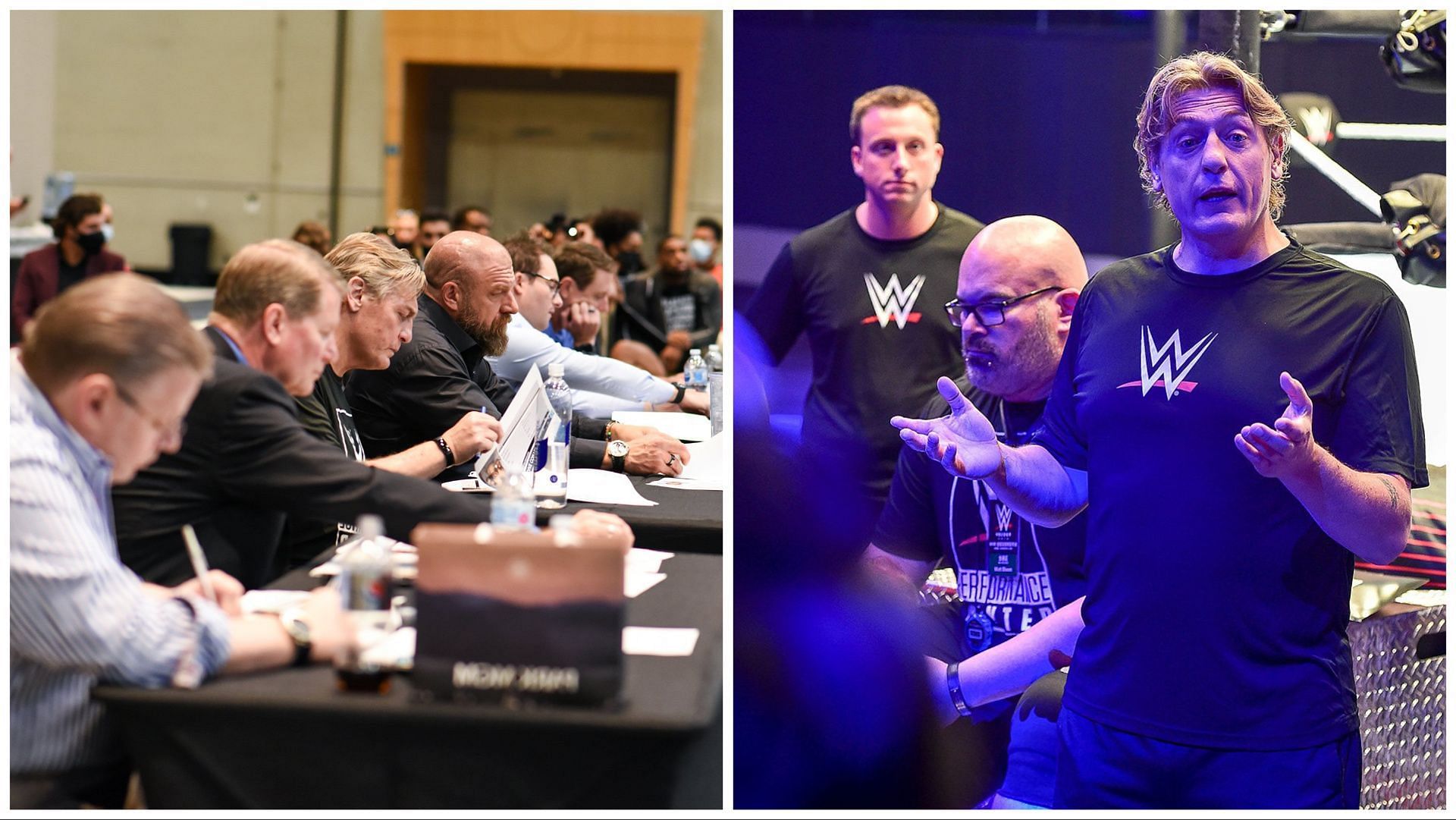 WWE officials take notes at tryout, William Regal speaks to athletes at tryout