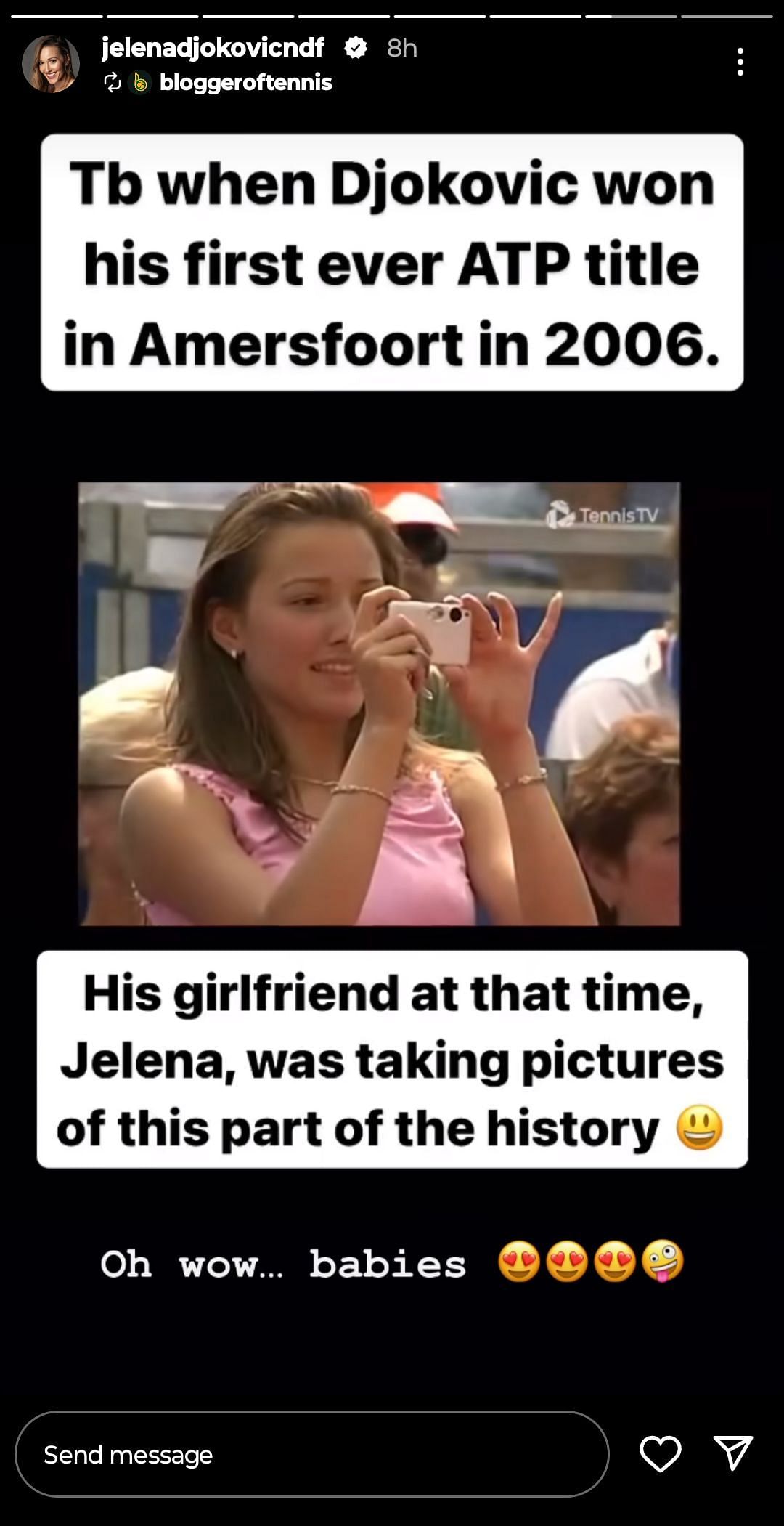 Jelena Djokovic&#039;s Instagram story