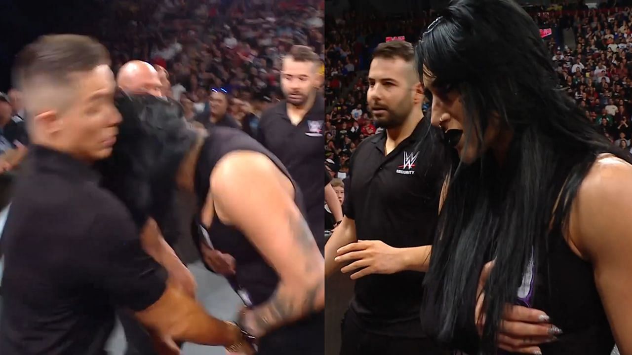 Ripley headbutting the security guard (via WWE
