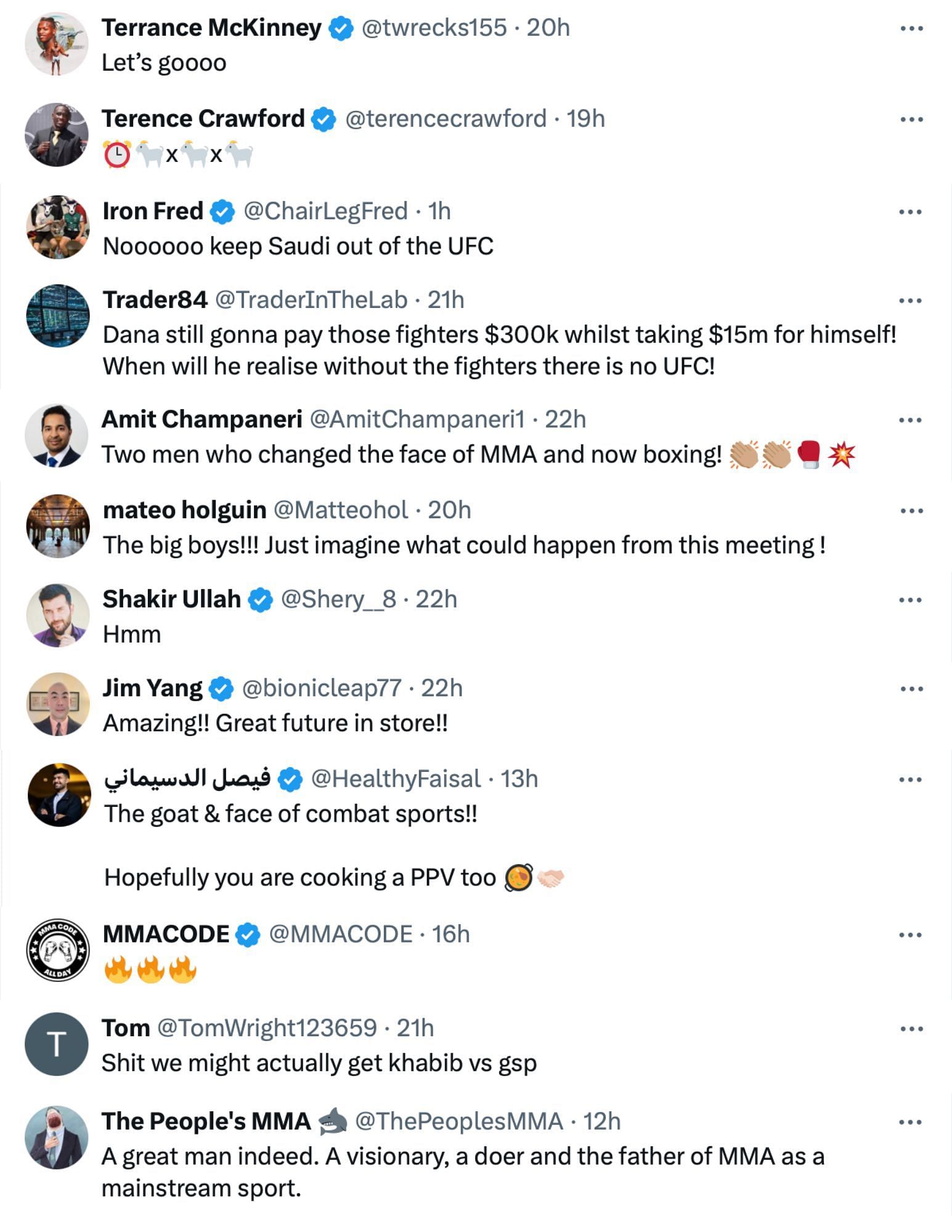 Fans reacting to Turki Alalshikh posting a picture with Dana White [via @turki_alalshikh on X]