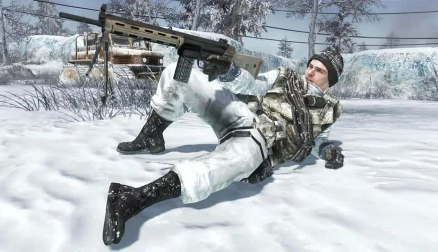 An Operator in the Last Stand state as seen in classic Call of Duty games (Image via Activision)