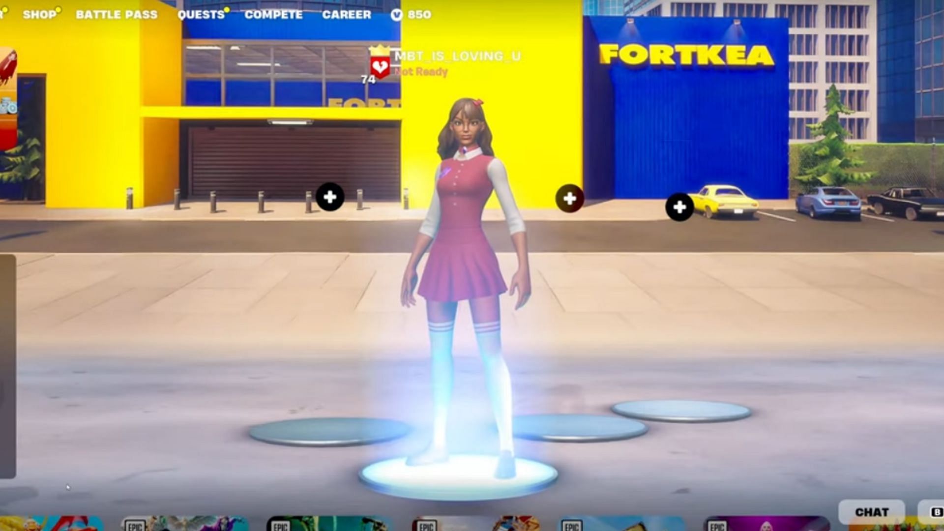 The lobby for the Fortkea Prop Hunt map (Image via MBT on YouTube)